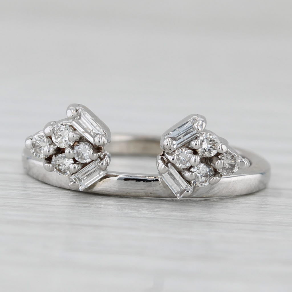 Light Gray 0.44ctw Diamond Cluster Ring Guard Jacket 14k White Gold Wedding Band Bridal