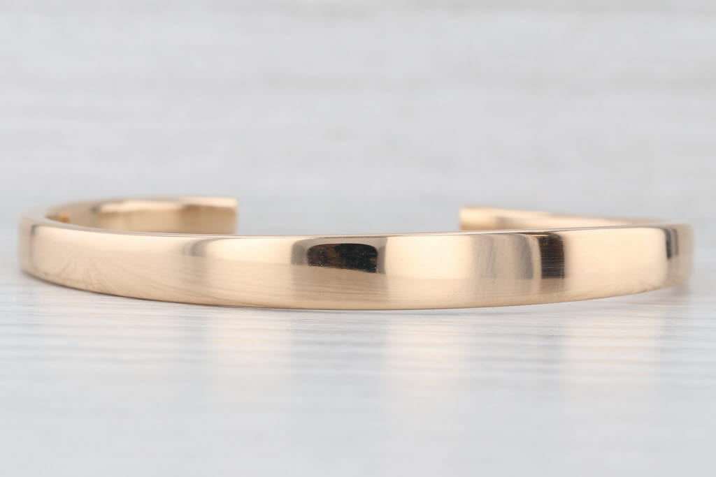 Light Gray Engravable Cuff Bracelet 18k Yellow Gold 6.5" 6.3mm