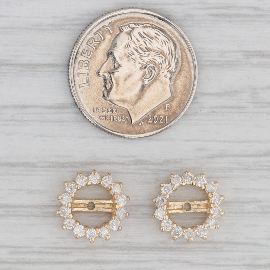 Gray 0.28ctw Diamond Halo Earring Enhancers 14k Yellow Gold