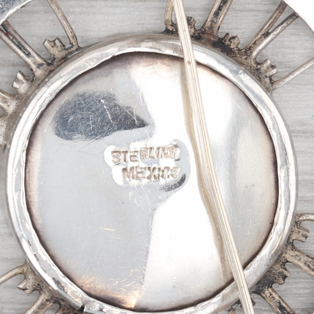 Light Gray Dream Catcher Brooch Sterling Silver Vintage Mexico Statement