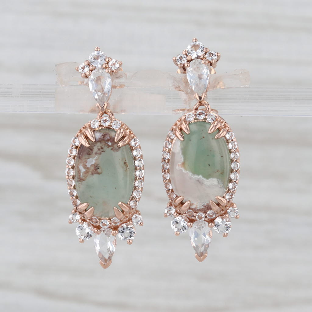 Le Vian Chalcedony Agate White Topaz Drop Earrings 14k Rose Gold