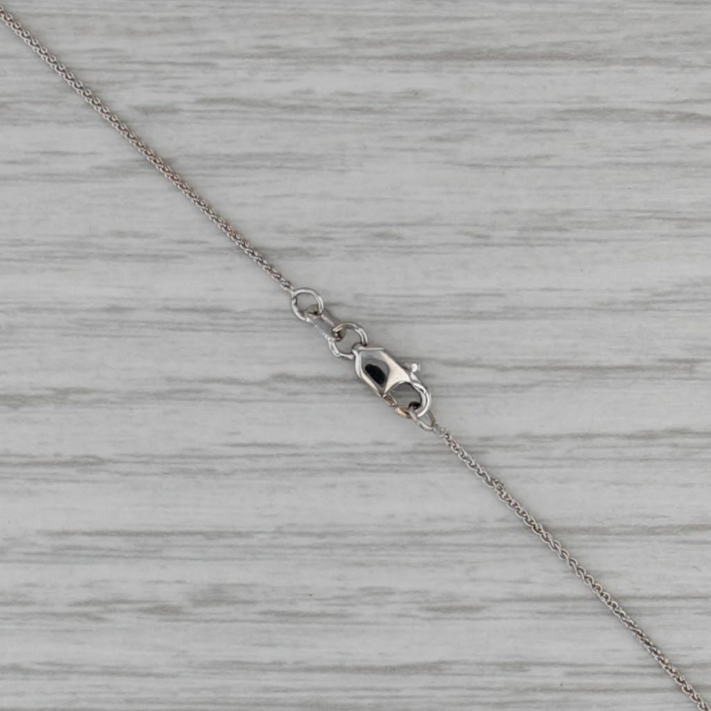 0.51ctw IGI Diamond Halo Pendant Necklace 14k White Gold Wheat Chain