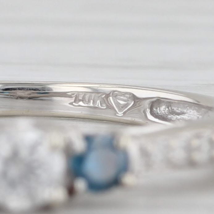 0.30ctw White Blue Diamond Engagement Ring 10k White Gold Size 7 3-Stone