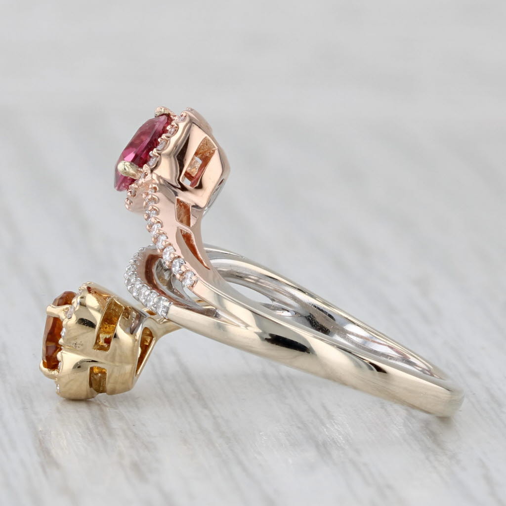 Light Gray 1.35ctw Citrine Tourmaline Diamond Hearts Bypass ing 18k Yellow Rose White Gold