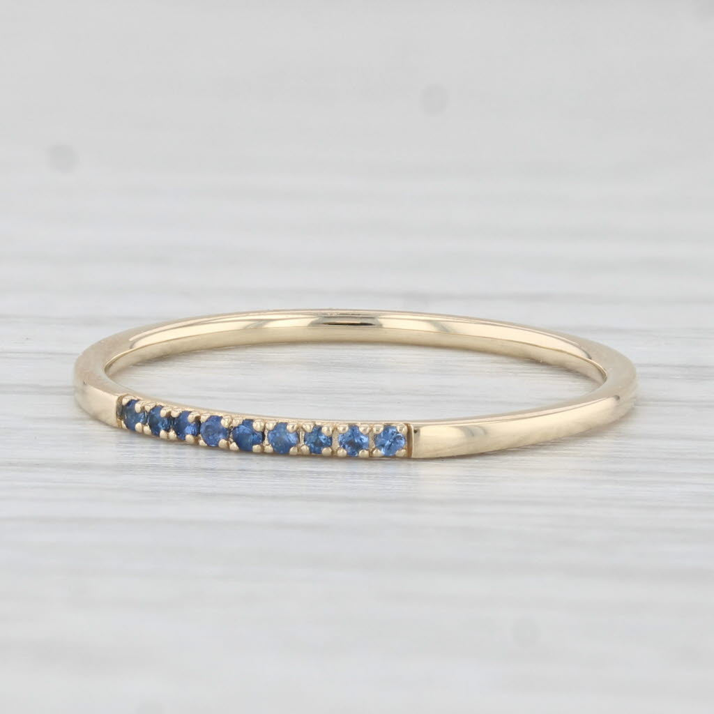 Light Gray Blue Sapphire Band 14k Yellow Gold Size 7 Stackable Wedding Ring