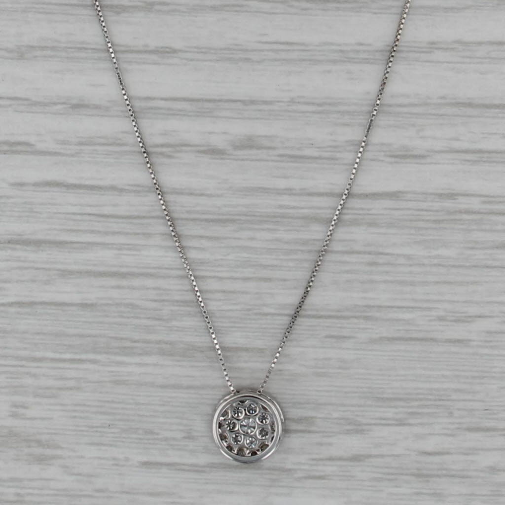 0.65ctw Diamond Cluster Pendant Necklace 10k White Gold 18.75" Box Chain