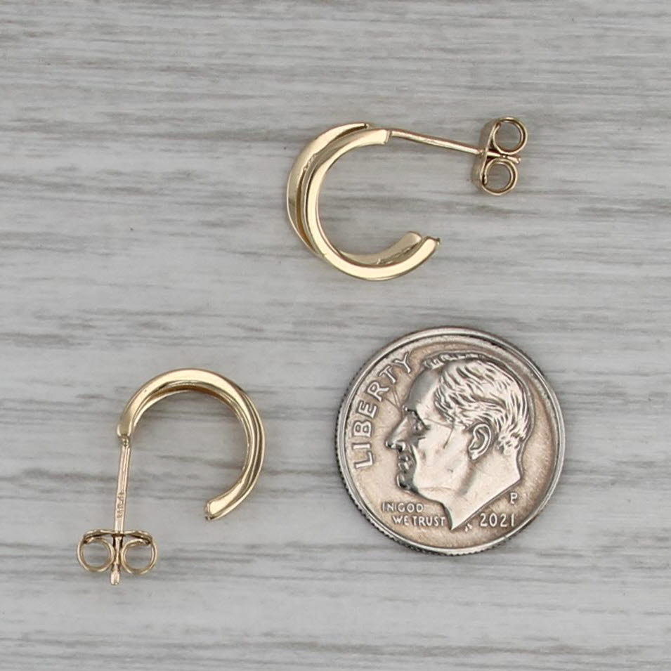 Small Round Double Hoop Earrings 14k Yellow Gold Pierced Hoops