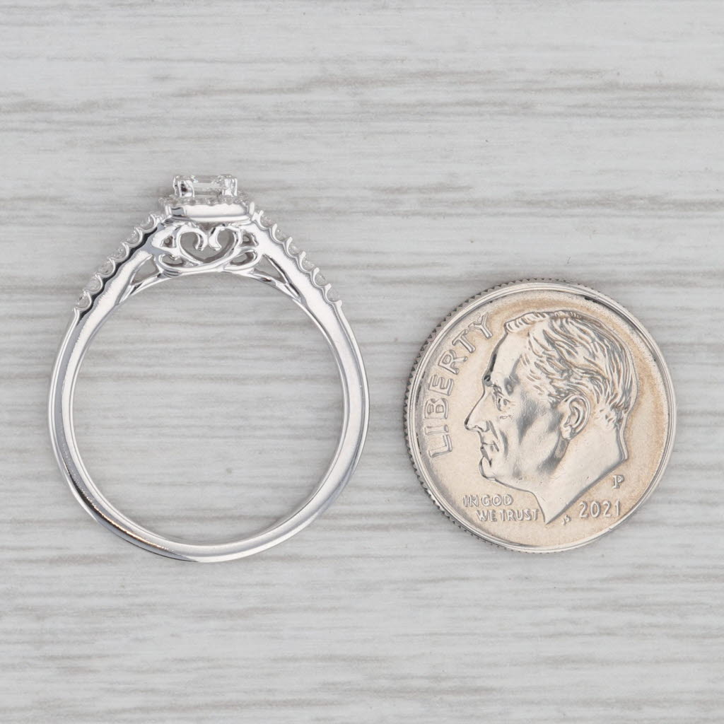 Gray 0.26ctw Princess Diamond Halo Engagement Ring 14k White Gold Size 7 Cathedral