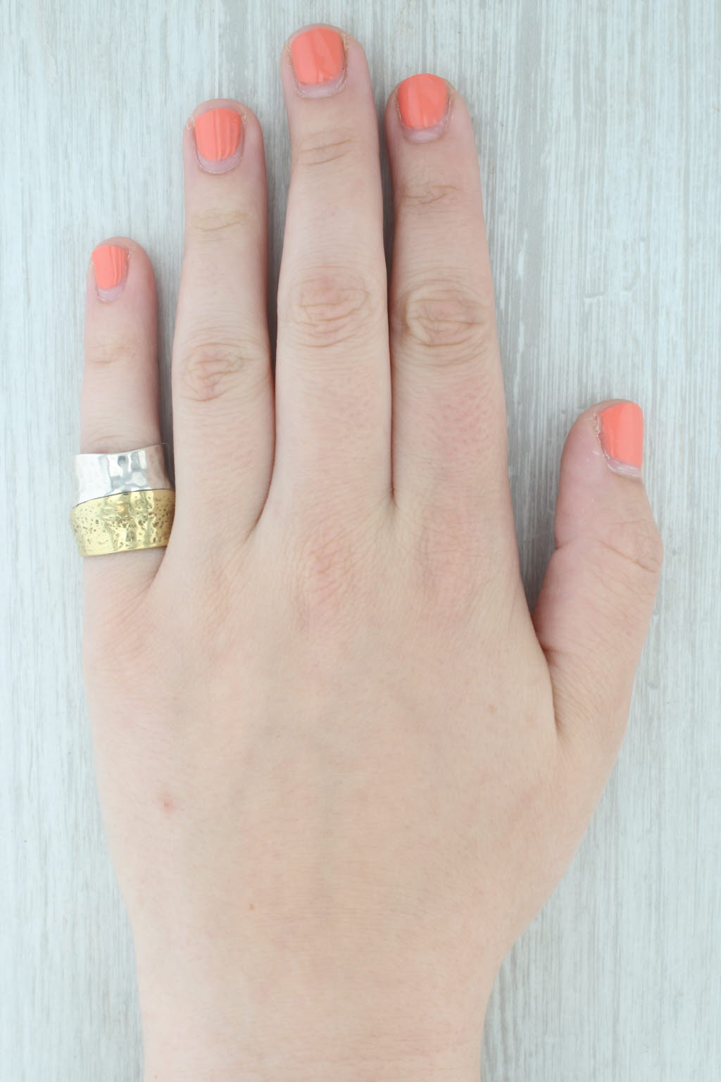 Light Gray Silpada Rain or Shine Ring R31349 Hammered Sterling Silver Brass Statement