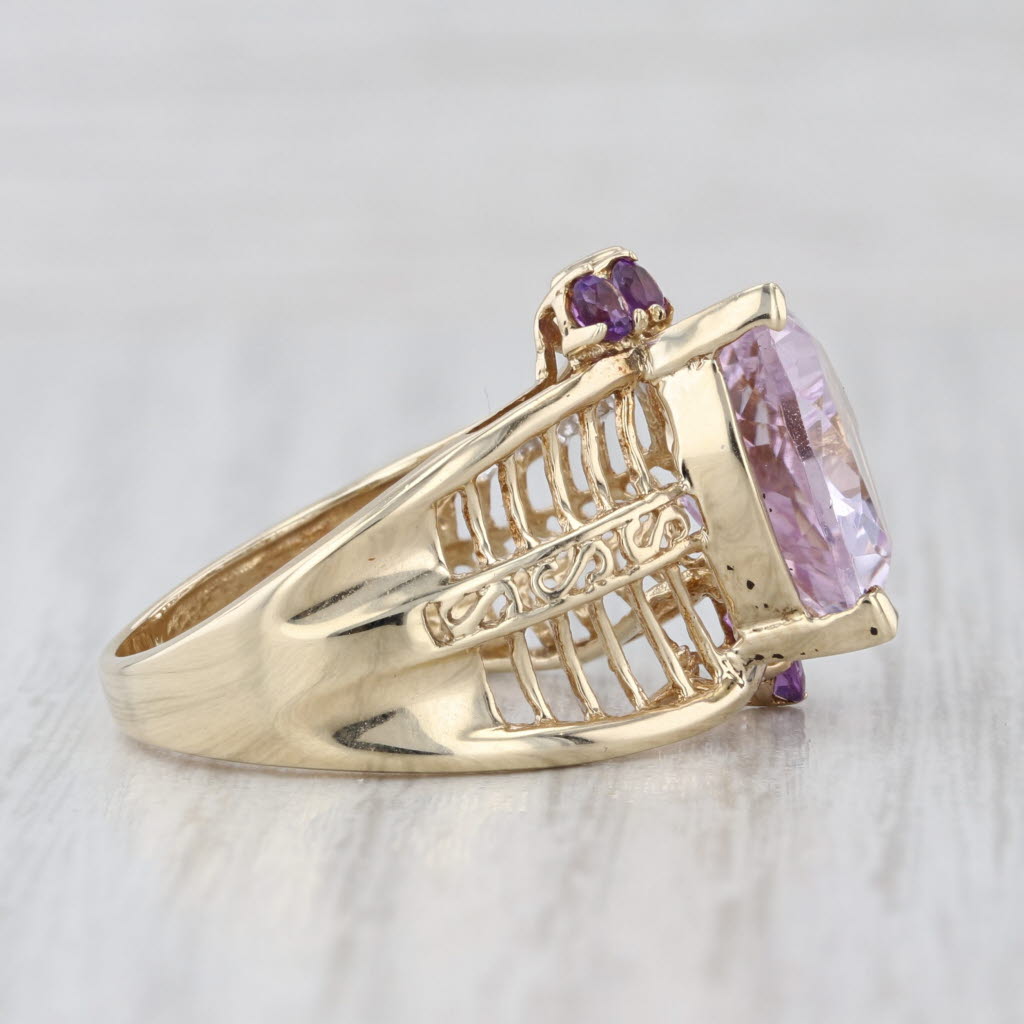 1.80ctw Amethyst Diamond Cocktail Ring 10k Yellow Gold Size 8.25