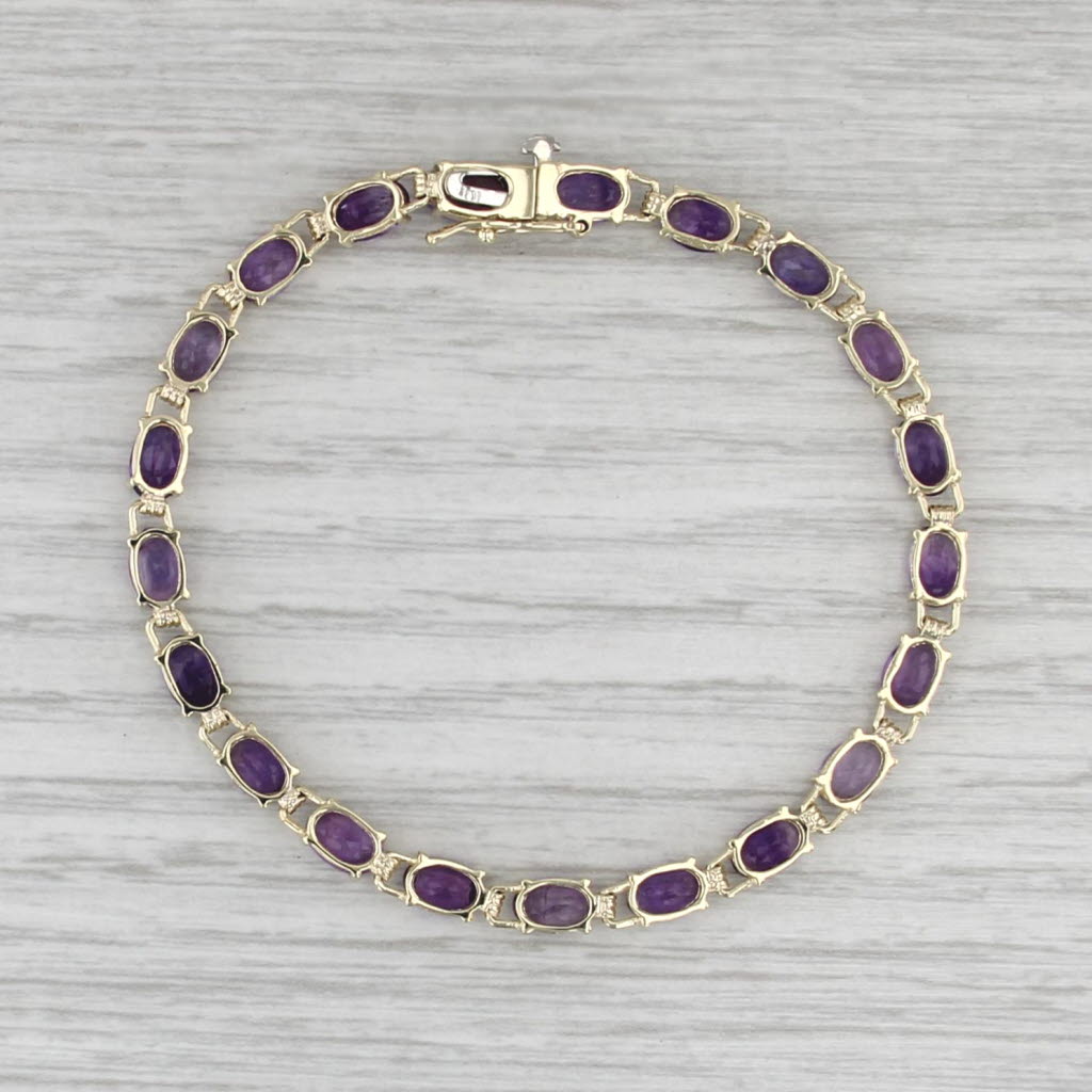 8.40ctw Amethyst Tennis Bracelet 10k Yellow Gold 6.75" 4.1mm