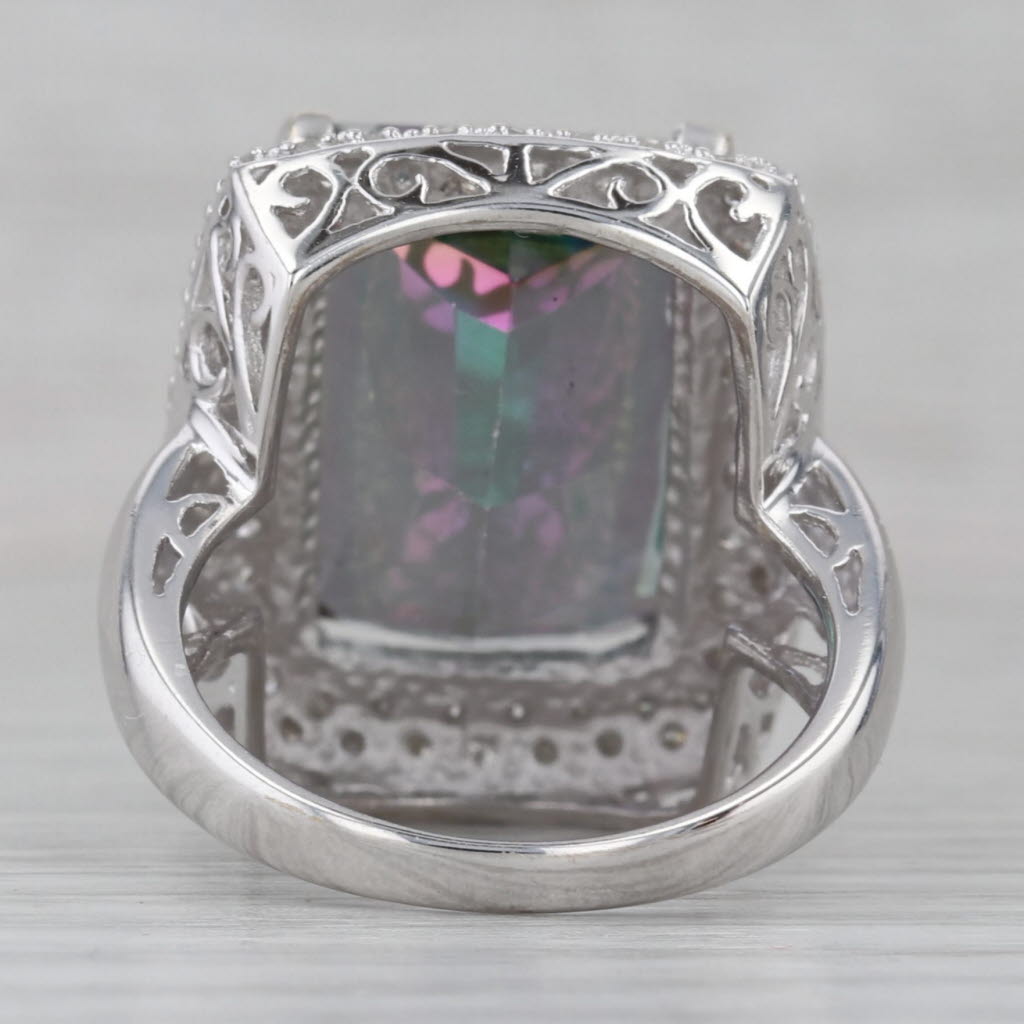 Gray 16.80ctw Mystic Topaz Diamond Halo Ring 14k White Gold Size 7.25 Cocktail