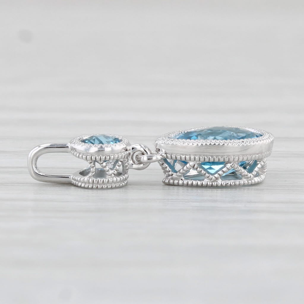 New 0.96ctw Blue Topaz Teardrop Pendant 14k White Gold