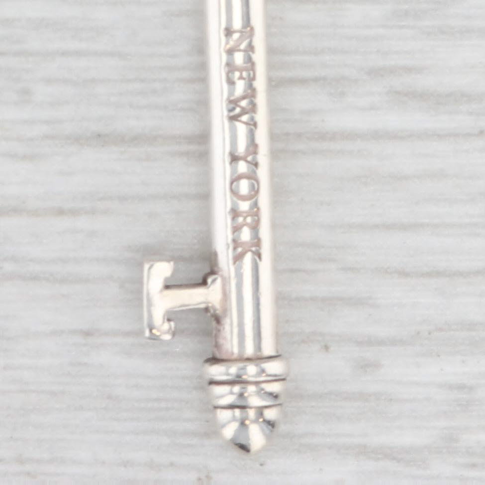 Light Gray Tiffany & Co Heart Skeleton Key Pendant Necklace Sterling Silver Blue Enamel 16"