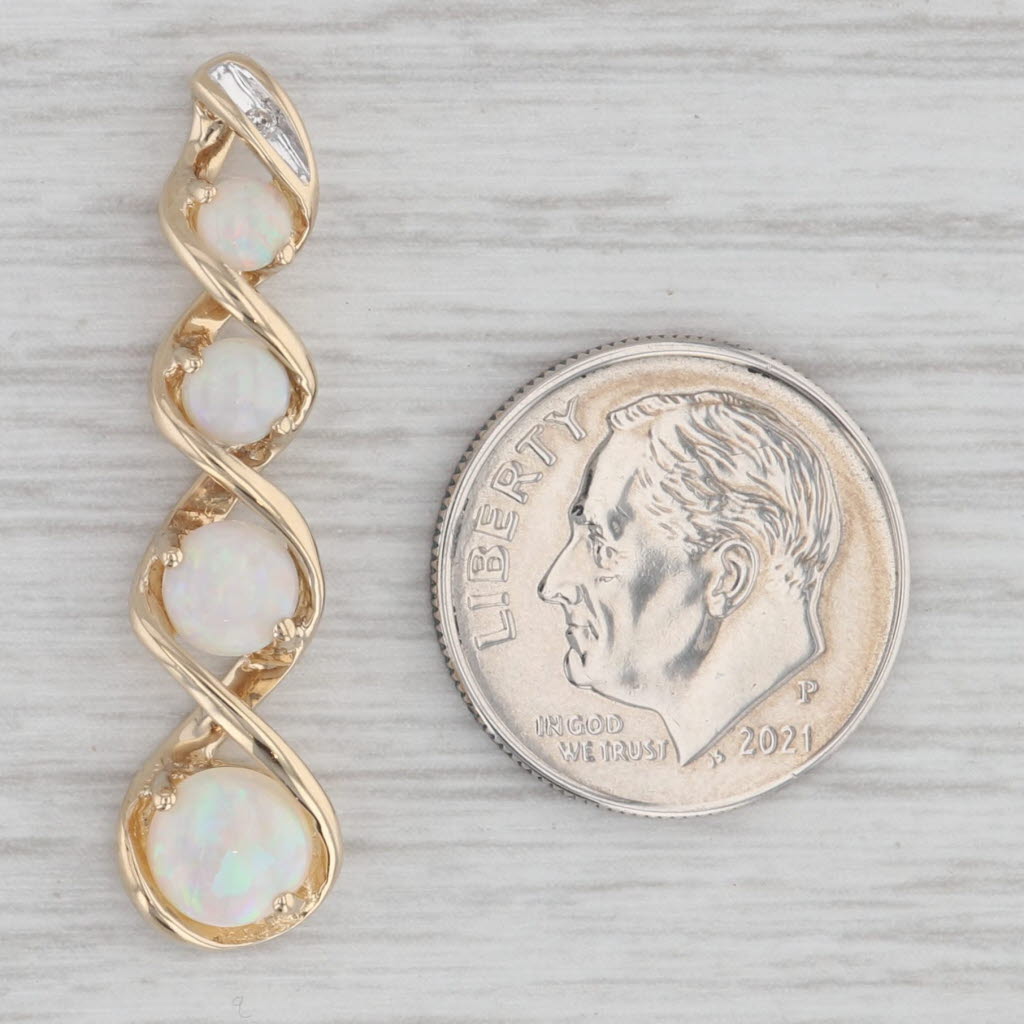 Gray Graduated Opal Journey Pendant 14k Yellow Gold Diamond Accents