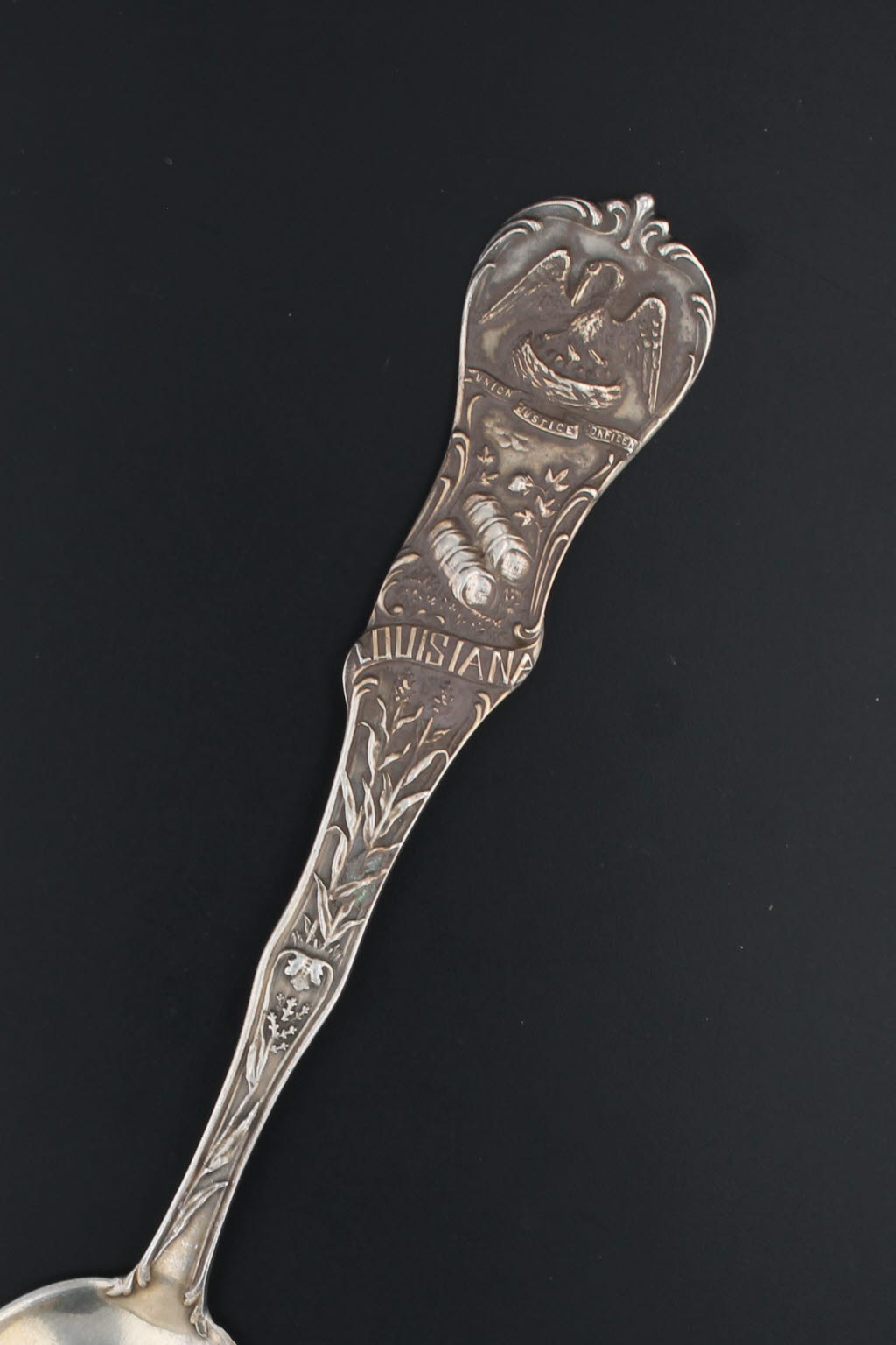 Dark Slate Gray Vintage Louisiana Souvenir Spoon Sterling Silver Monroe City Hall Watson