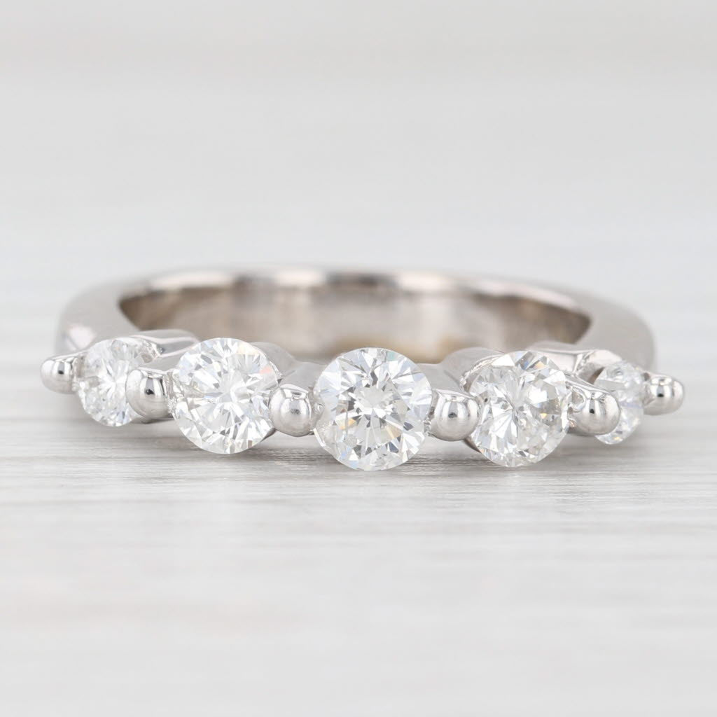 Light Gray 1ctw Diamond Wedding Anniversary Ring 14k White Gold Size 6.5 Stackable Band