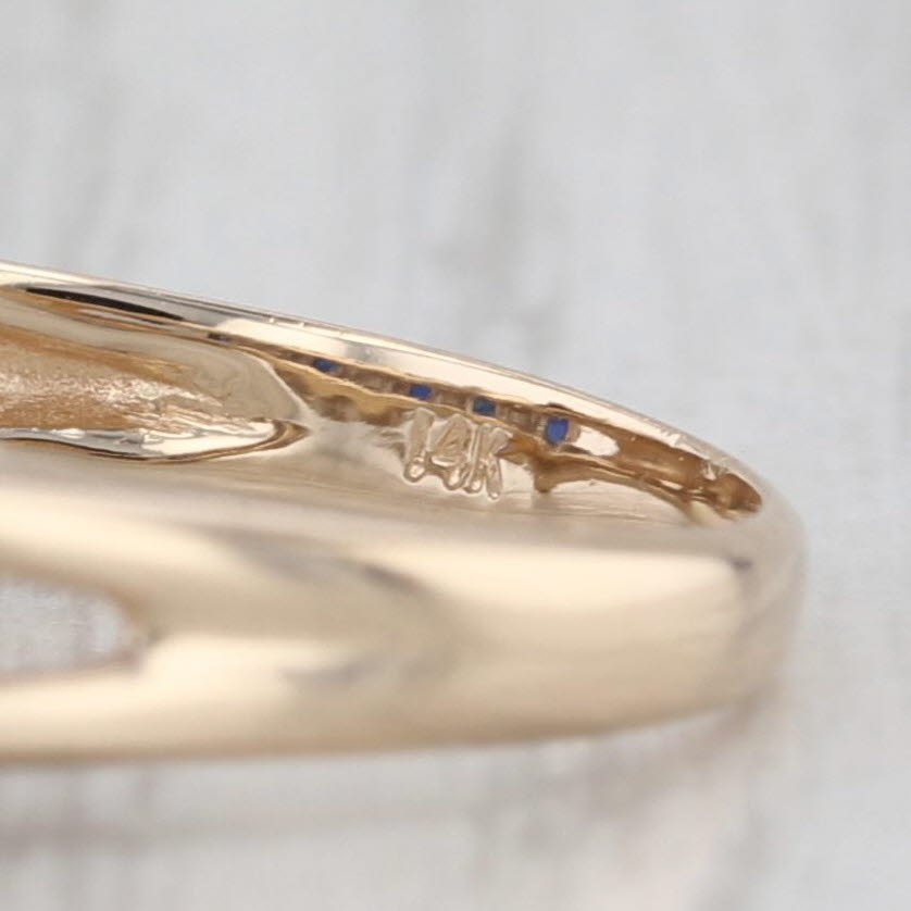 0.86ctw Diamond Sapphire Rooftop Ring 14k Yellow Gold Stackable Pyramid Size 5.5