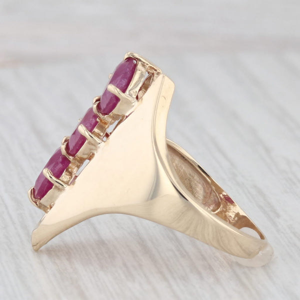 2.54ctw 3-Stone Ruby Cocktail Ring 10k Yellow Gold Size 7 Modernist