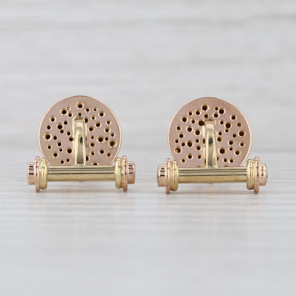 0.42ctw Diamond Sputnik Cufflinks 18k Yellow Gold Vintage Men's Accessories
