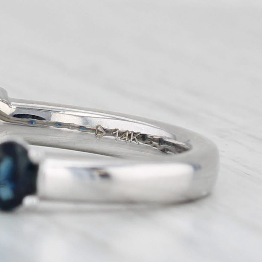 Light Gray 2.05ctw Blue Sapphire Diamond Ring 14k White Gold Size 8.75 Stackable Wedding