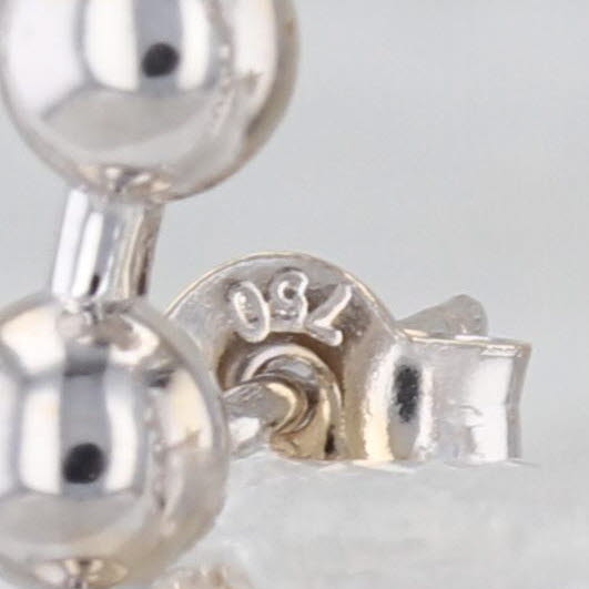 Bead Drop Earrings 18k White Gold Pierced Butterfly Backs