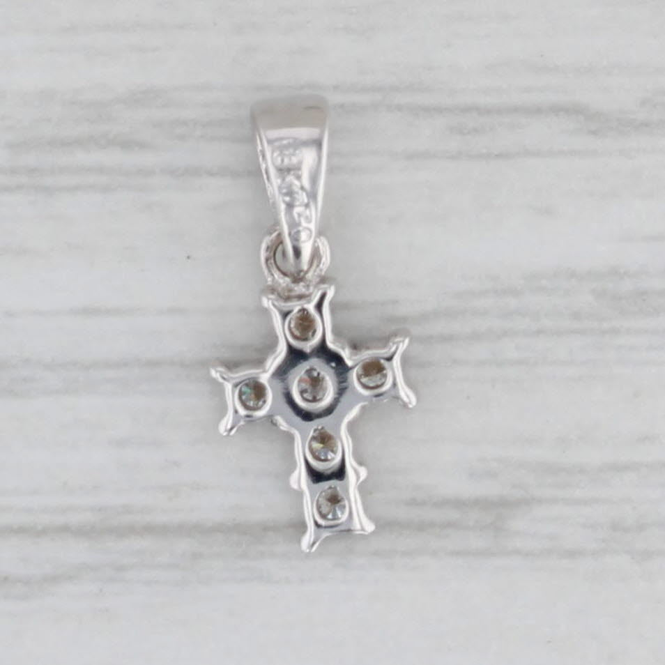 Gray Small 0.13ctw Diamond Cross Pendant 18k White Gold Tiny Drop