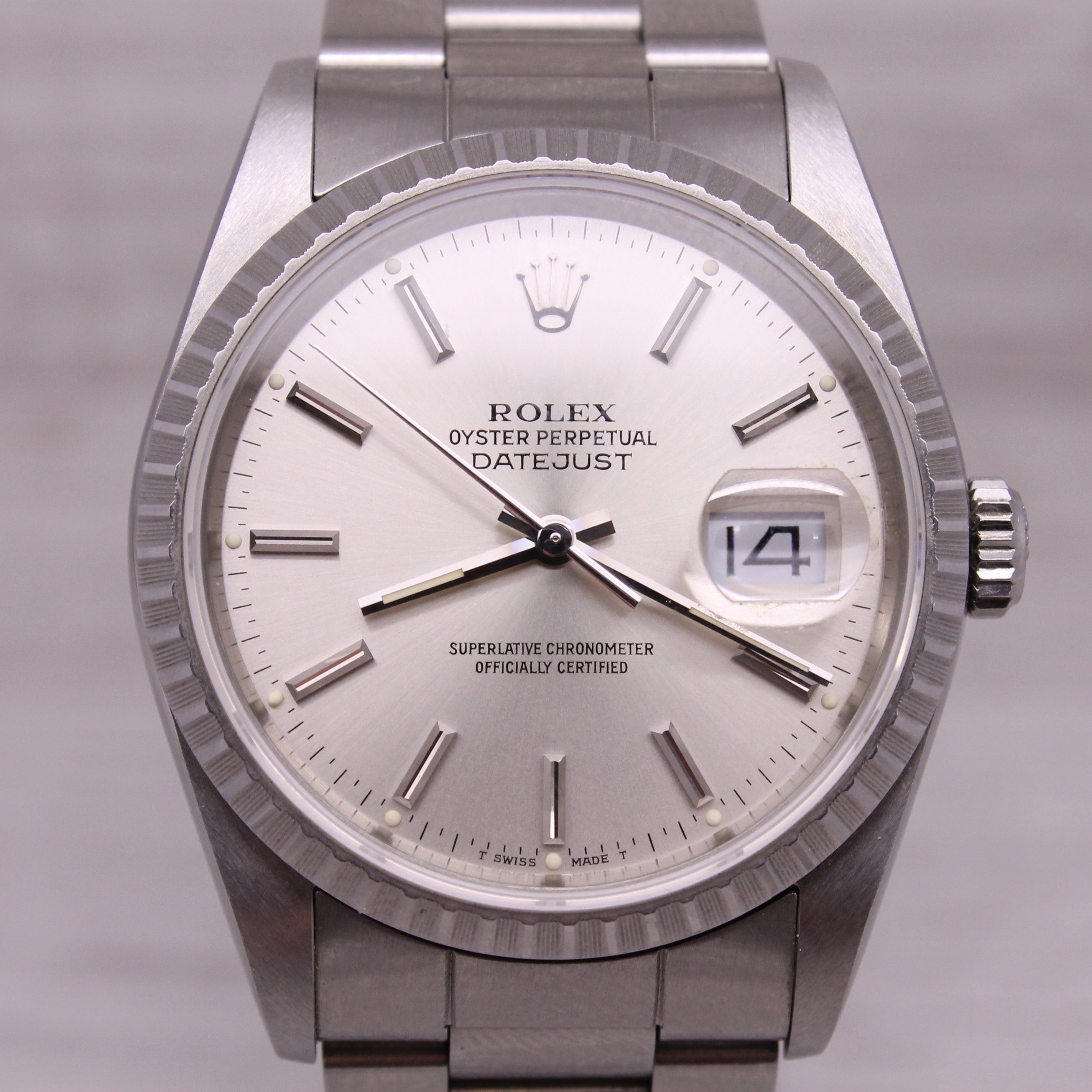 Dark Gray Vintage 1989 Rolex Datejust 16220 Men’s 36mm Steel Automatic Watch Box/Papers