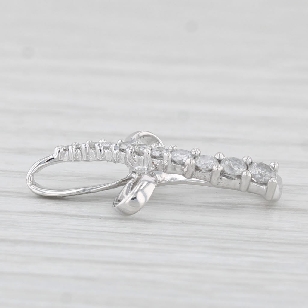Light Gray 0.25ctw Diamond Cross Pendant 10k White Gold