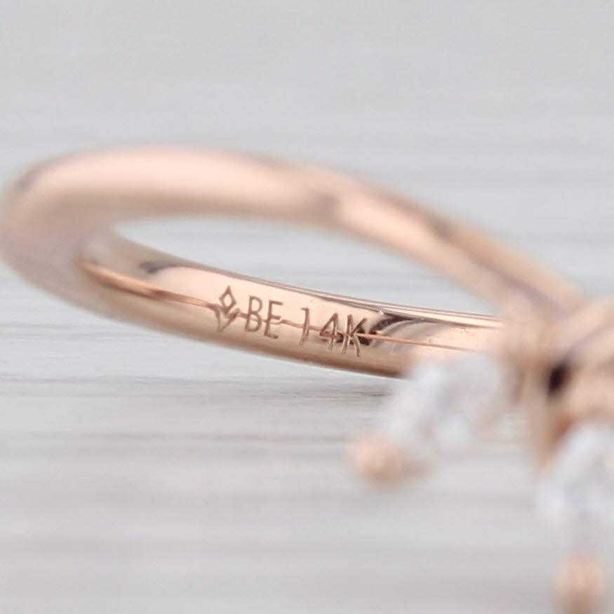Light Gray Brilliant Earth Abelia Diamond 3-Stone Contoured Ring 14k Rose Gold Bridal