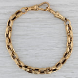 Antique Watch Chain Bracelet 9k Yellow Gold Etched Cable Chain 7" 6.5mm