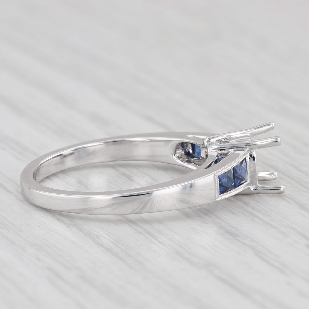 Light Gray New Beverley K Semi Mount Engagement Ring 18k White Gold Sapphire Size 6.75