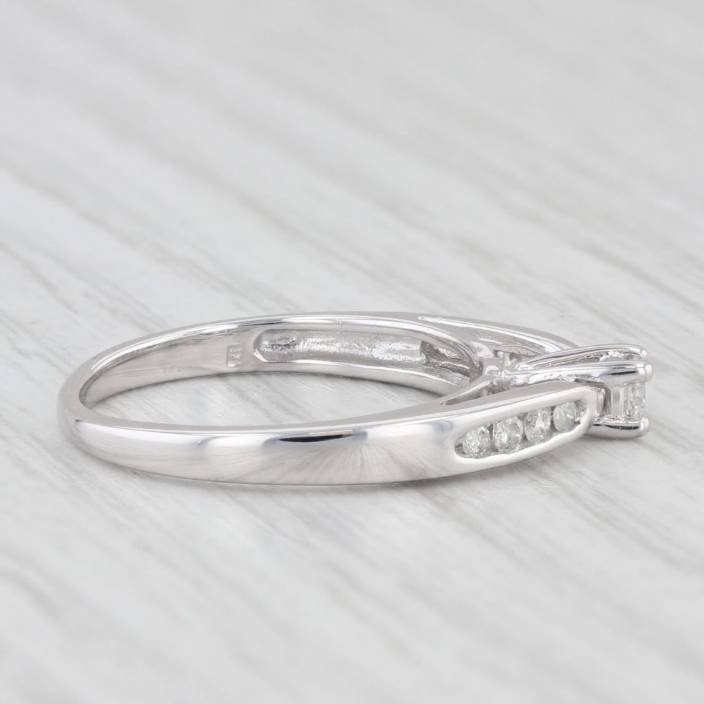 Light Gray 0.19ctw Round Diamond Engagement Ring 10k White Gold Size 6