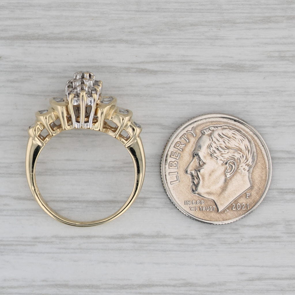 Gray 0.53ctw Diamond Cluster Ring 10k Yellow Gold Size 5
