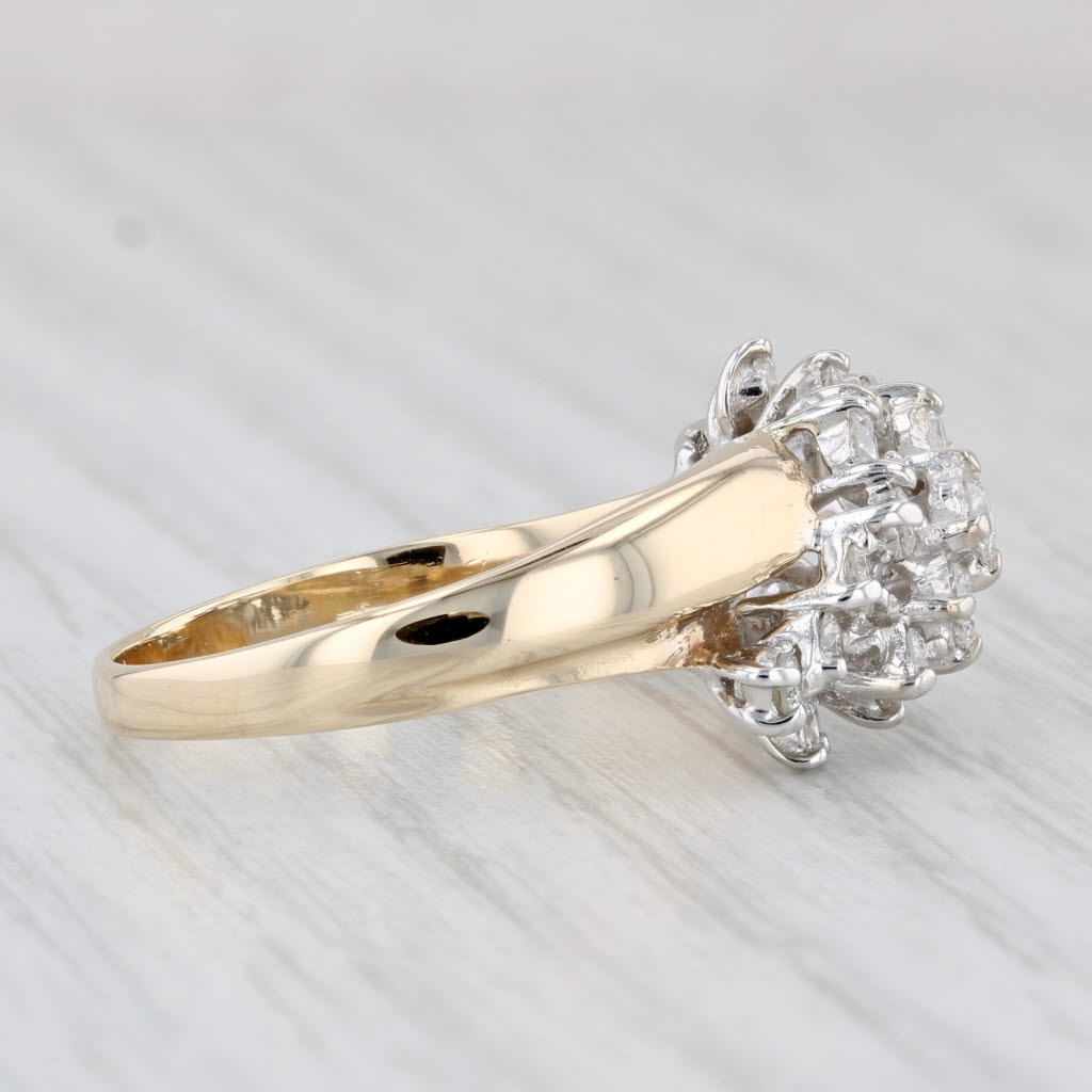 Light Gray 0.70ctw Diamond Cluster Ring 14k Yellow Gold Size 8.75