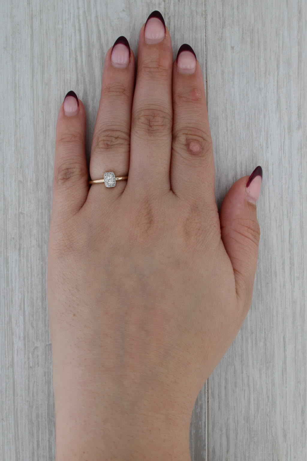 0.22ctw Diamond 2-Stone Halo Ring 10k Yellow Gold Size 6