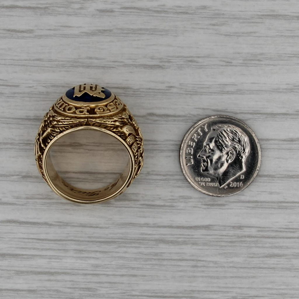 West Point Military Academy Ring 14k Gold Lab Created Spinel Vintage 1950