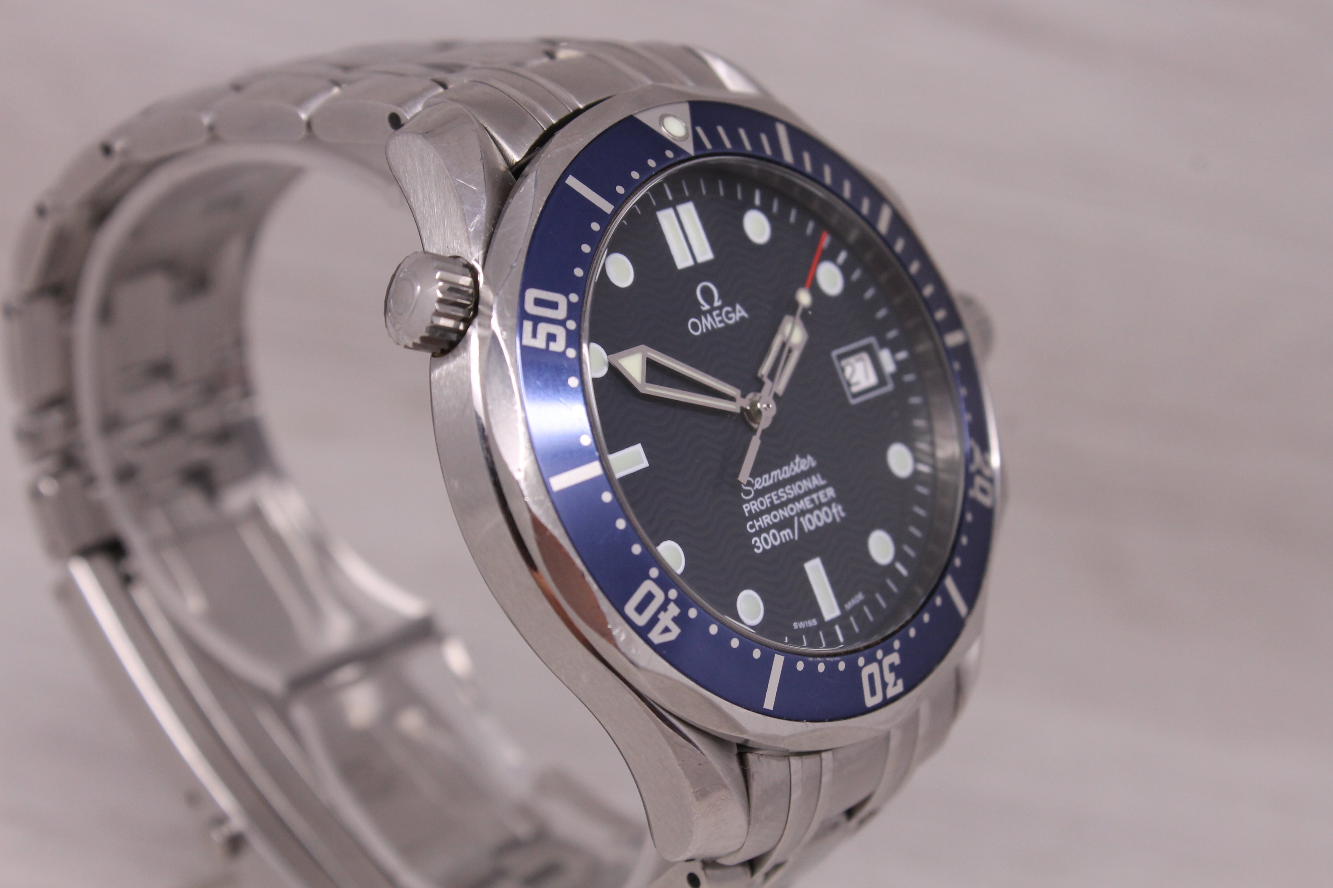 c.2006 Omega Seamaster Pro 300m 41mm Steel Automatic Mens Divers Watch Blue Bond