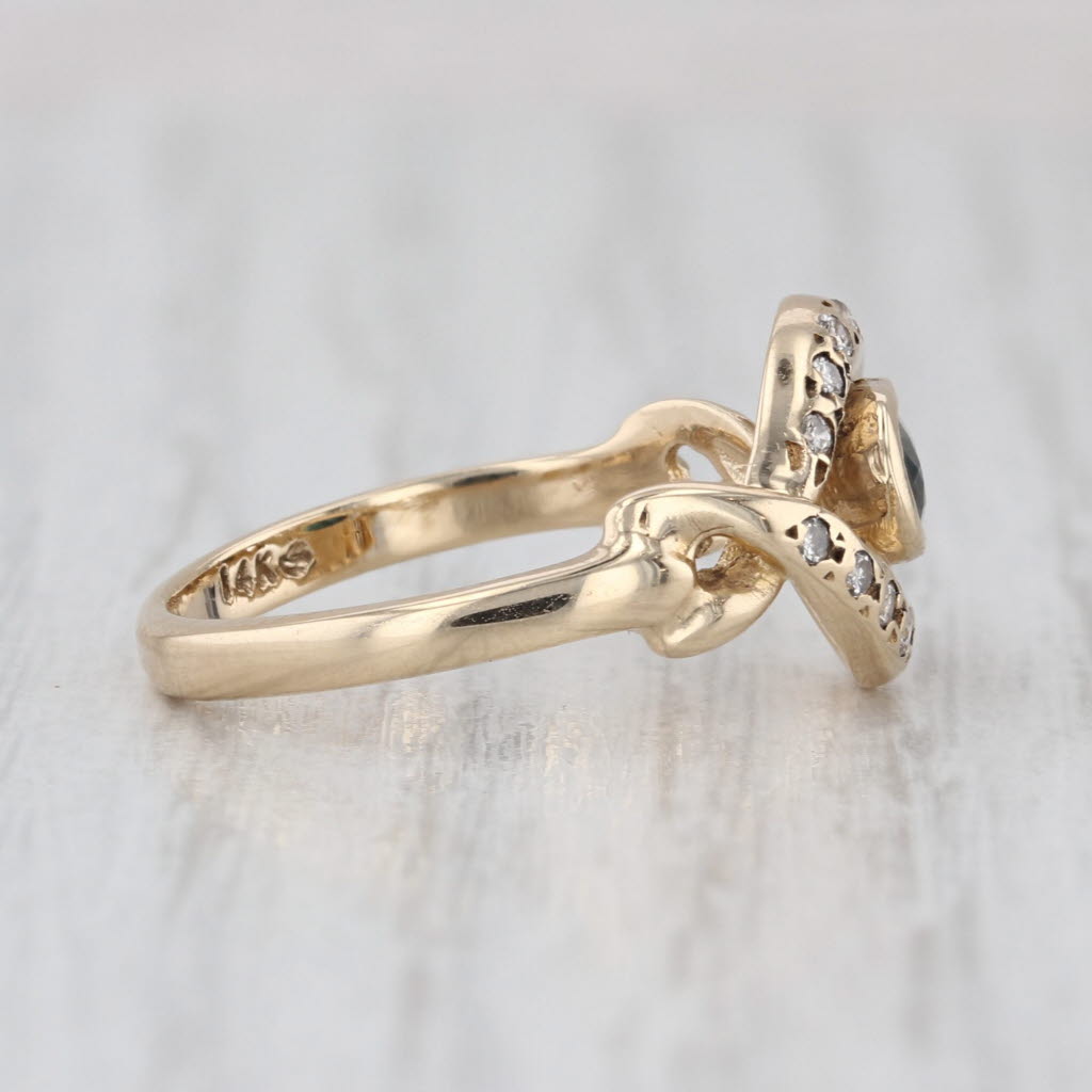 0.65ctw Blue Sapphire Diamond Ring 14k Yellow Gold Size 6.5