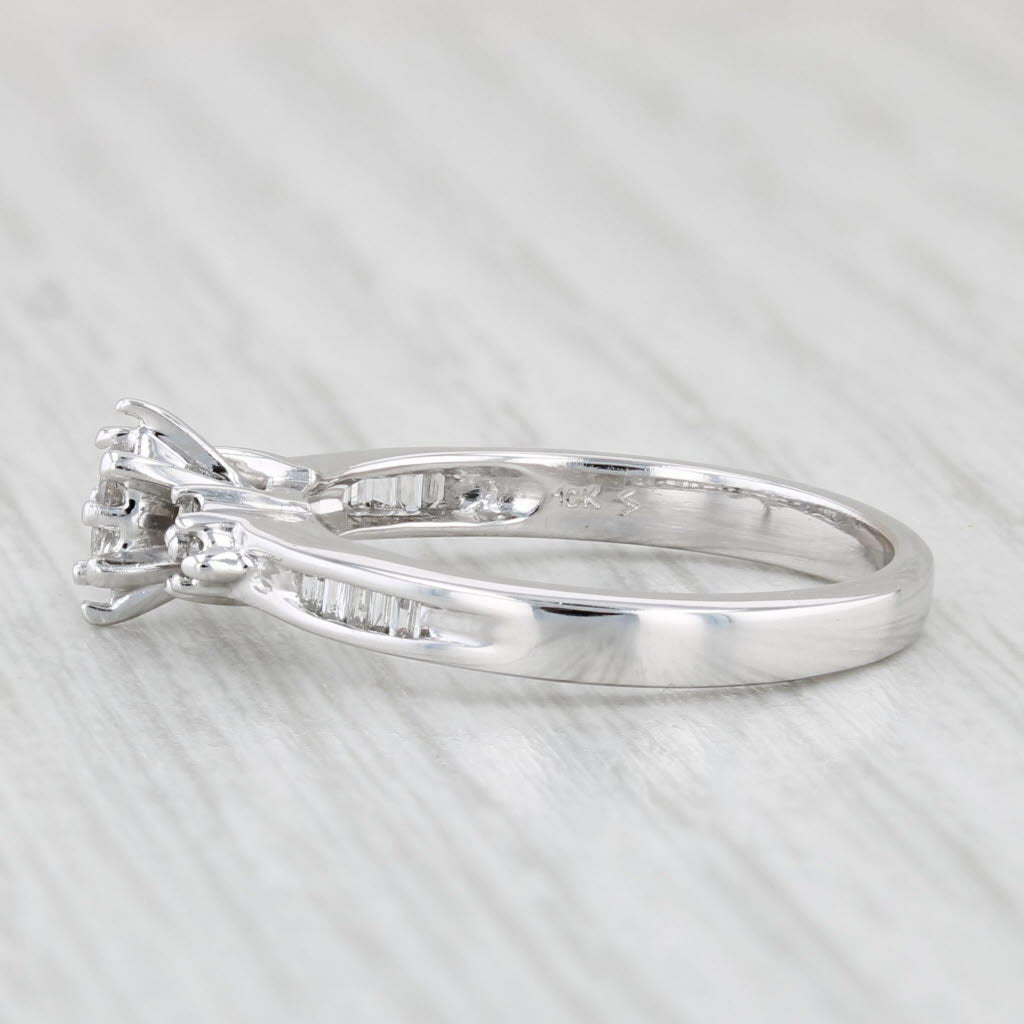 Light Gray 0.18ctw Marquise Diamond Engagement Ring 10k White Gold Size 7