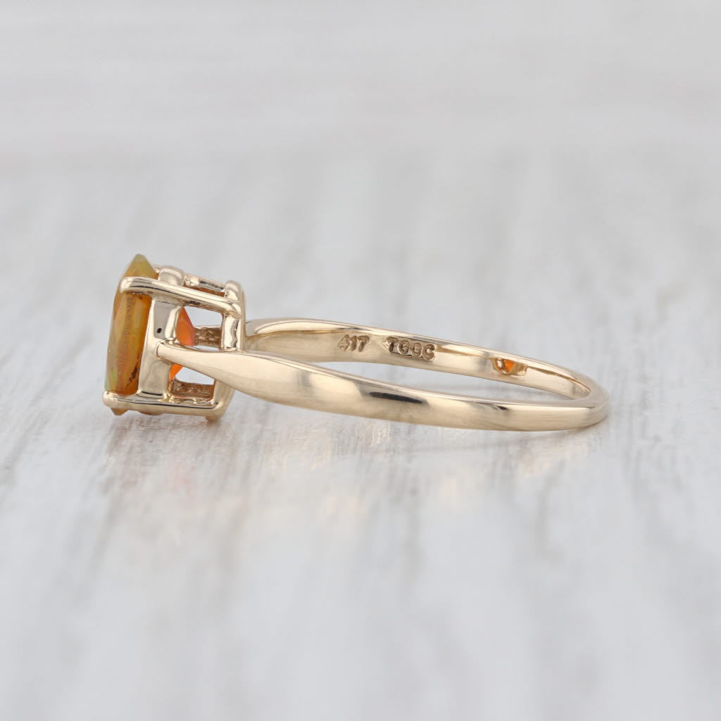 Yellow Opal Oval Solitaire Ring 10k Yellow Gold Size 7.25