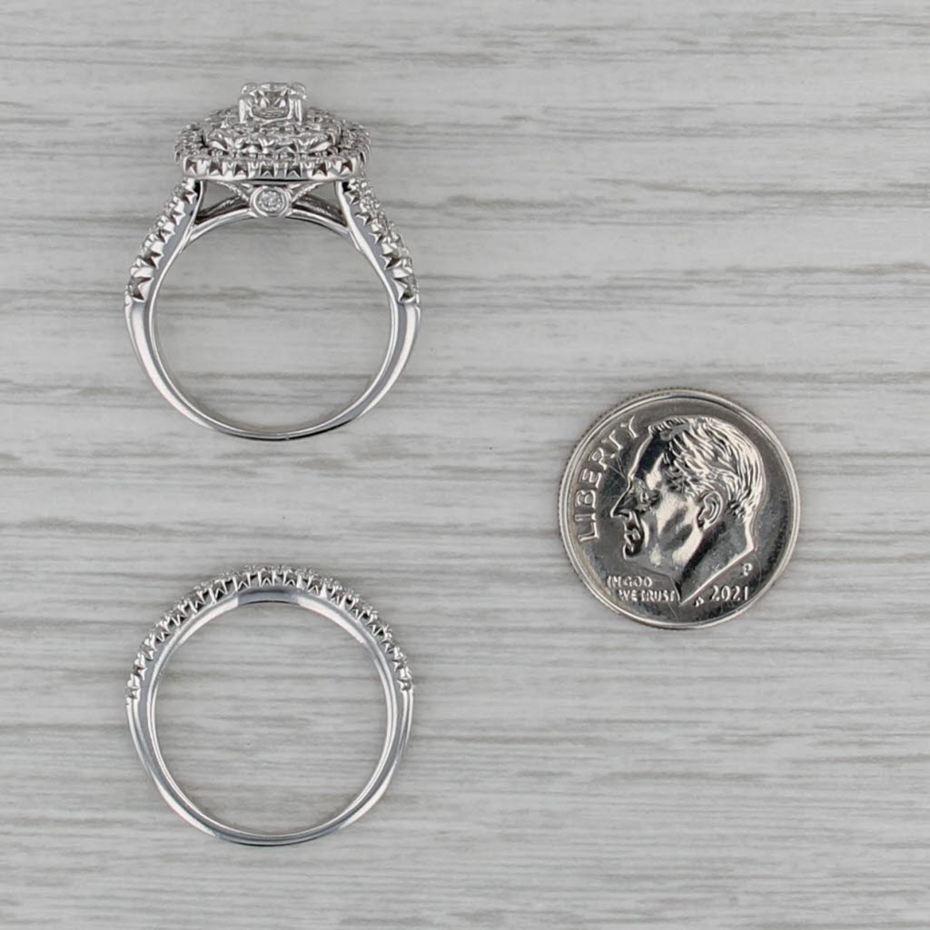 2ctw Diamond Double Halo Engagement Ring Wedding Band Bridal Set 14k White Gold