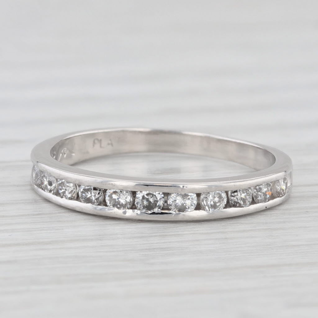 Light Gray 0.45ctw Diamond Wedding Band Platinum Stackable Anniversary Ring Size 7