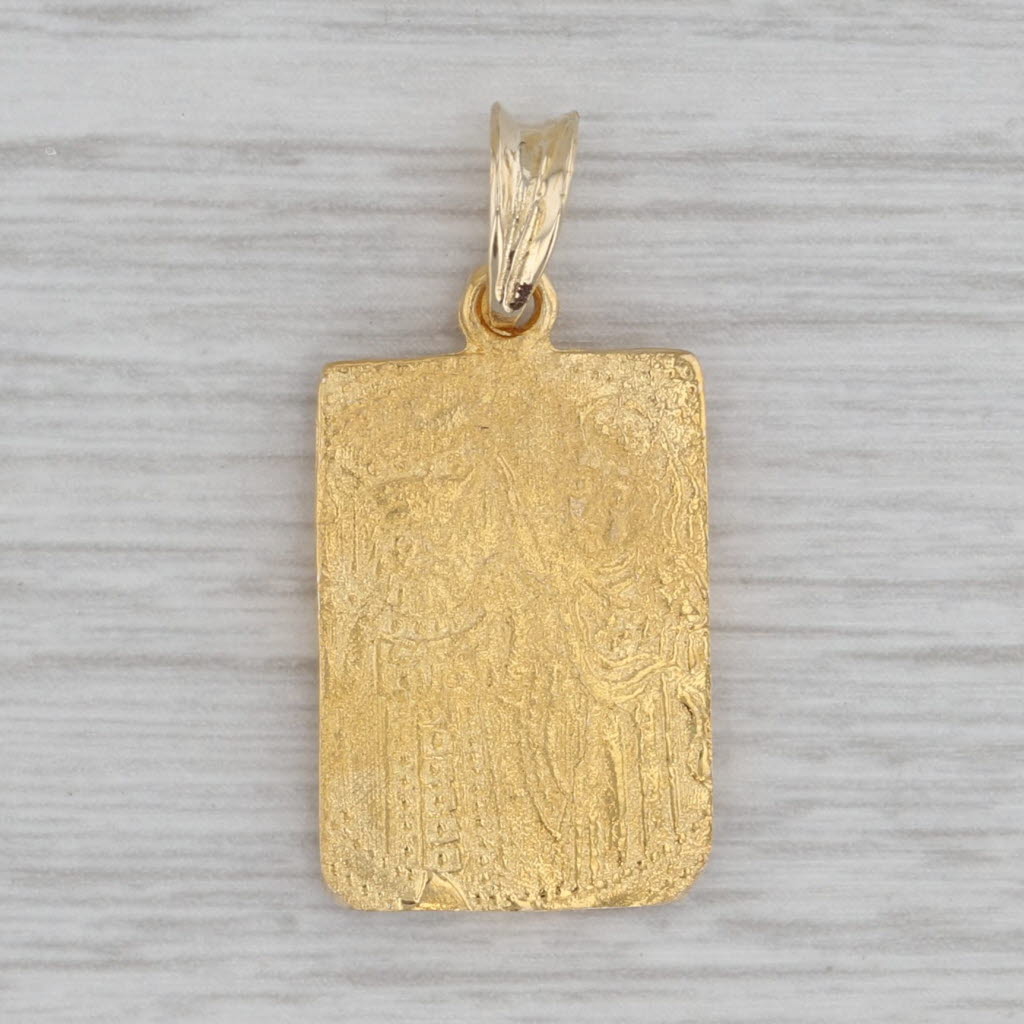 Gray Ancient Byzantine Coin Style Pendant 14k Yellow Gold ICXC NIKA Cross