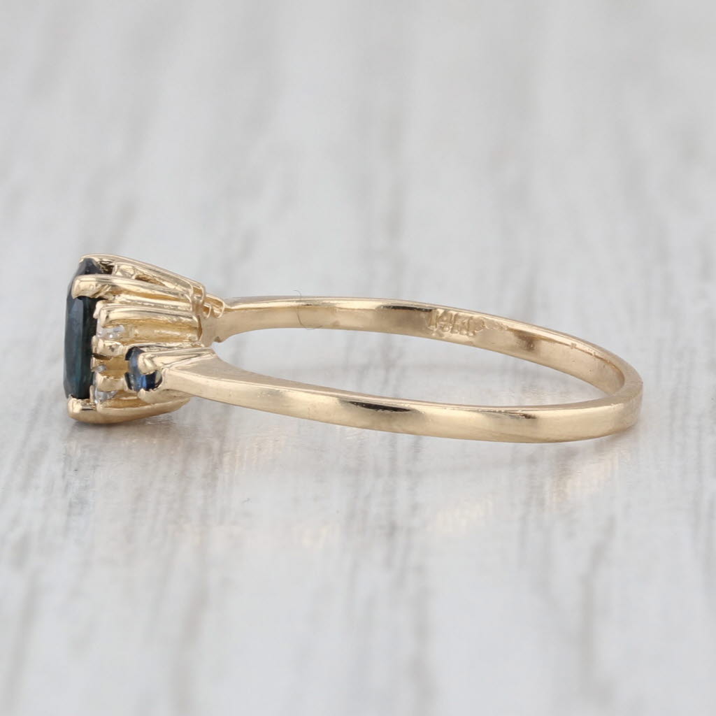 0.79ctw Blue Sapphire Diamond Ring 14k Yellow Gold Size 5.75