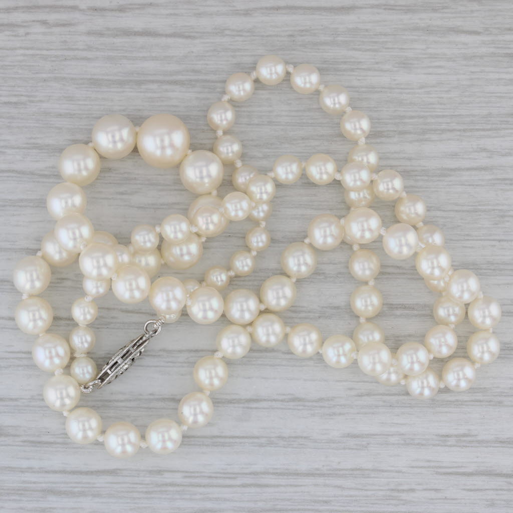 Gray Graduated Cultured Pearl Single Strand Necklace 14k Yellow Gold 20"