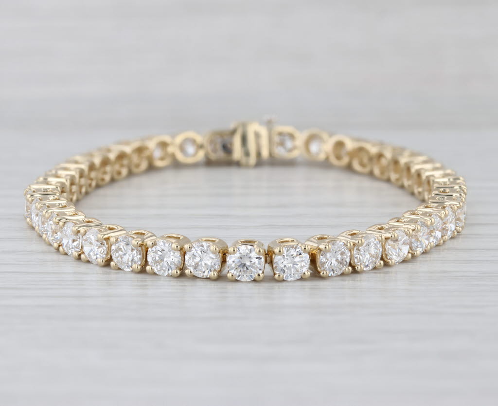 New 11.20ctw Lab Grown Diamond Tennis Bracelet 14k Yellow Gold 7" 4.2mm