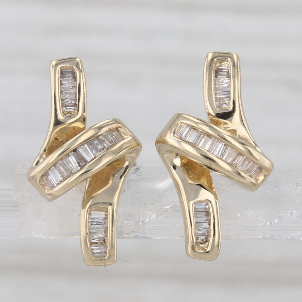 0.60ctw Diamond Knot Stud Earrings 14k Yellow Gold Studs