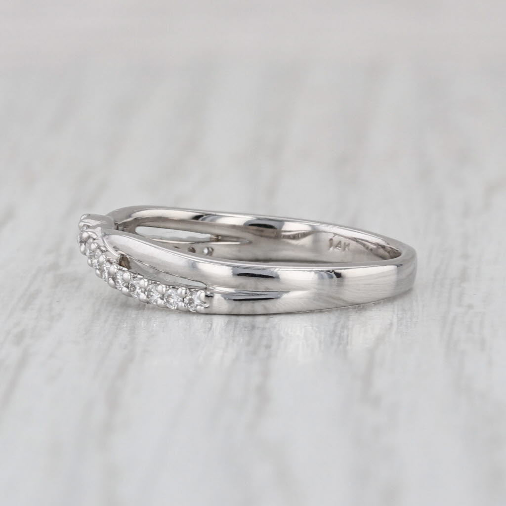 0.20ctw Contoured Diamond Ring 14k White Gold Stackable Wedding Band Size 6.75