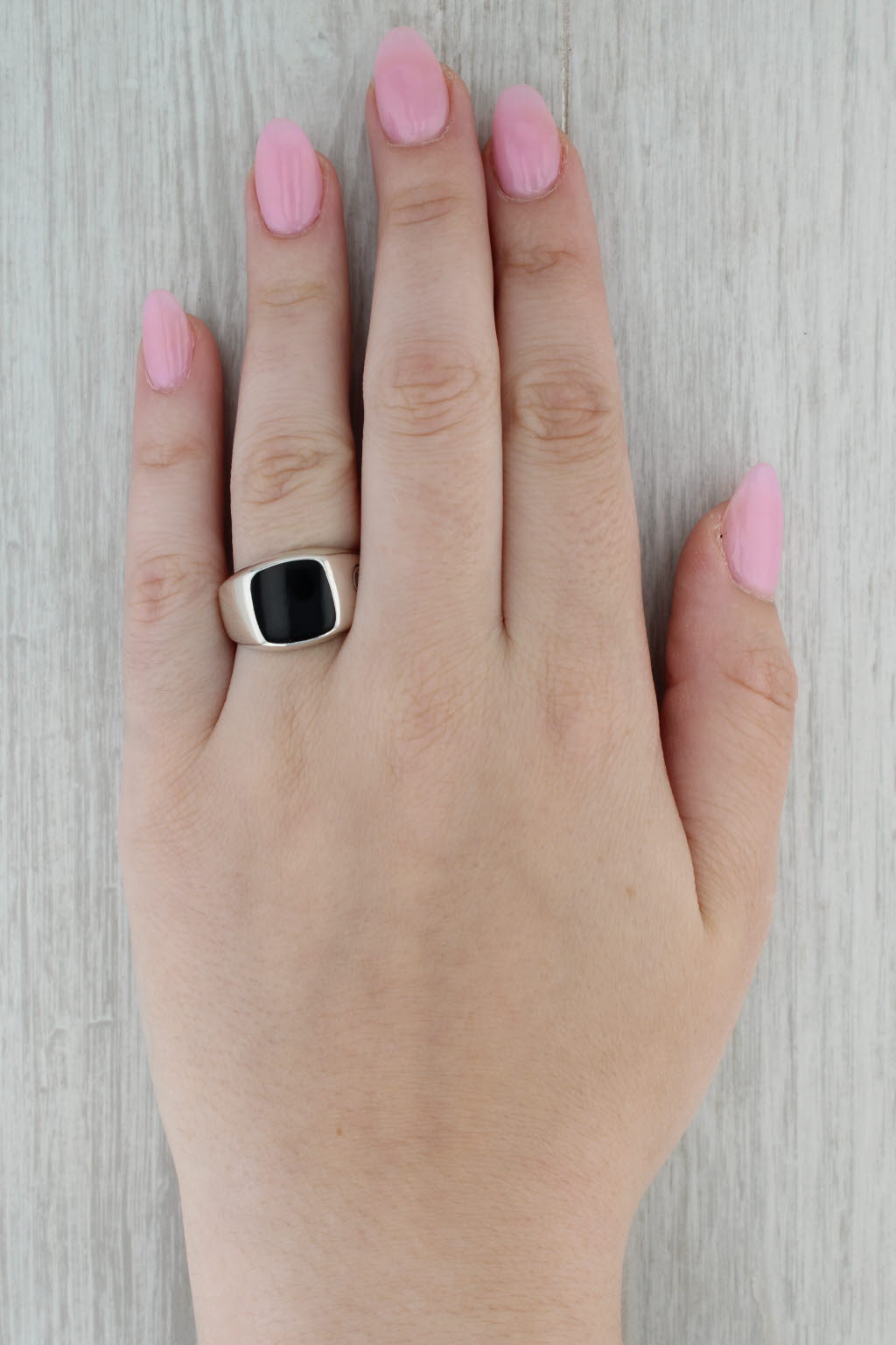 Dark Gray David Yurman Onyx Solitaire Signet Ring Sterling Silver Size 9.75 Men's